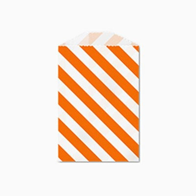 25 Orange and White Diagonal Stripe Little Bitty Bags 2.75 X 4 Inches