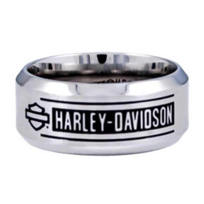 Hot Wheels Harley-Davidson Size 12 Men's H-D Bar Script Stainless Steel Band Ring, (12) HSR0026