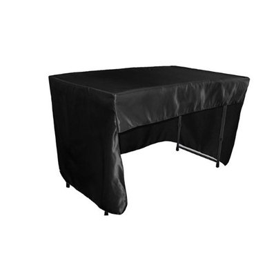 LA Linen TCbridal-OB-fit-48x30x30-BlackB24 Open Back Fitted Bridal Satin Classroom Tablecloth Black - 48 x 30 x 30 in.