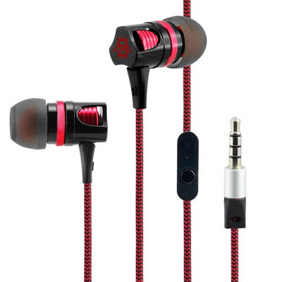 Cliptec Black FORCE Gaming Stereo 3.5mm Wired In-Ear Headphones Noise Isolation In-line Control /Mic