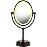 Conair Double-Sided Lighted Makeup Mirror - Lighted Vanity Makeup Mirror; 1x/7x magnification; Oiled Bronze Finish