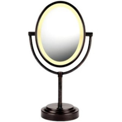 Conair Double-Sided Lighted Makeup Mirror - Lighted Vanity Makeup Mirror; 1x/7x magnification; Oiled Bronze Finish