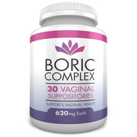 Boric Acid Vaginal Suppositories 620mg Formula - Natural With Soothing Marigold Flower Extract, 30 Count