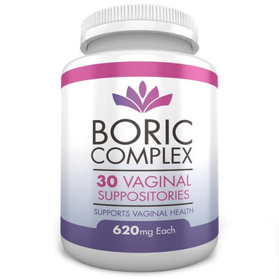 Boric Acid Vaginal Suppositories 620mg Formula - Natural With Soothing Marigold Flower Extract, 30 Count