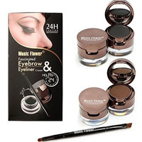 Eyebrow Kit Dark Brown, Makeupstore 4 in 1 Gel Eyeliner and Eyebrow Powder Kit Brown Black Water-proof with Eye Liner Brush