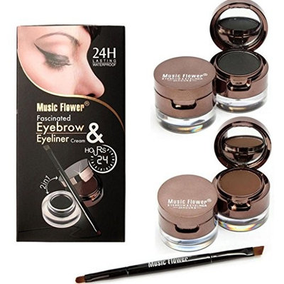 Eyebrow Kit Dark Brown, Makeupstore 4 in 1 Gel Eyeliner and Eyebrow Powder Kit Brown Black Water-proof with Eye Liner Brush