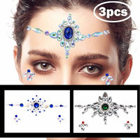 Zinspire Temporary Tattoos,Mermaid Crystals Face Gems Glitter,Rhinestone Rave Festival Jewels Stick,Bindi Stickers, Eyes Body, Music Festivals Gold Silver