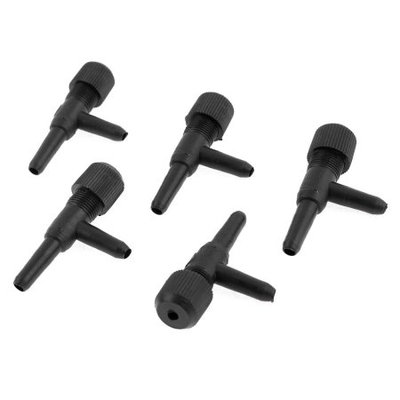 Black Plastic Aquarium Pump Air Valves Splitter Tube Connector 5pcs