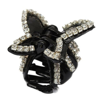 Polytree Women's Butterfly Rhinestone Claw Small Hairpin Hair Clip Beauty - Black