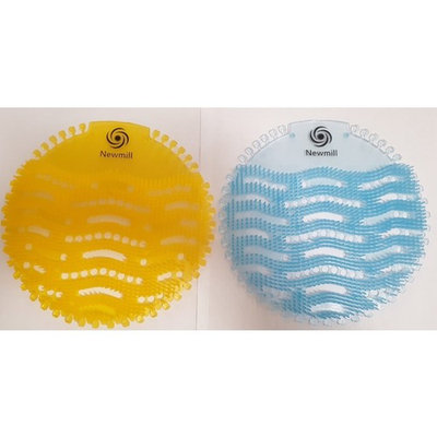 Urinal Screen Splash Mat. Mixed Multi Pack 10 Pieces. Popular Mango and Ocean Mist Fragrances. Strong Urinal Sieve Guard. Long Lasting Pleasant Fresh Scent. More Powerful With Longer Bristles. Combats Unpleasant Odours. Fits Any Urinal Including Waterless Urinals. Helps Combat Splashing Stops Blockages From Discarded Chewing Gum, Cigarettes and Toilet Tissue. Keeps The Facilities Cleaner and More Hygienic Than Standard Urinal Screens. Easy to Use Date Tabs For Regular Changing.