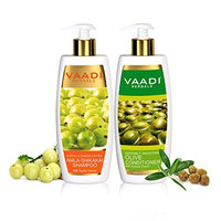 Amla with Shikakai & Reetha Shampoo and Olive Conditioner - ★ Hair Fall & Damage Control Shampoo - ★- Each Pack of 350ml - Each 12.31 Oz - Vaadi Herbals