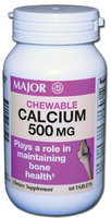 MAJOR CALCIUM 500MG CHEW TABS CALCIUM-500 MG Off White 60 TABLETS UPC