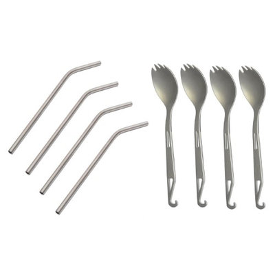 HealthPro Ultra Lightweight Super Strong Titanium Spork and Straw Set (4-Sporks/Straws)