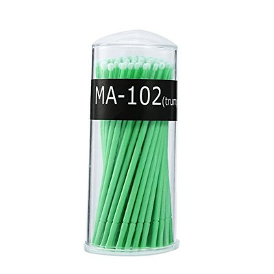 Disposable Micro Brush, 4 Types 100PCS/Box Women Micro Mascara Brush for Makeup and Personal Care(M- Green)