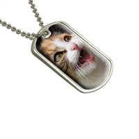 Tabby Kitten Cat Meow Military Dog Tag Luggage Keychain
