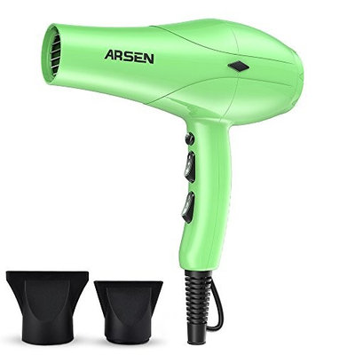 Arsen Salon Grade 1875W Professional Hairdryer, Anti-Frizz Hair Dryer with Cool Shot Function, Powerful Blow Dryer for Women (Green)