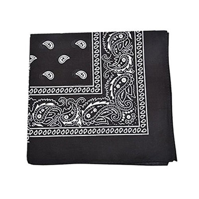 Qraftsy Paisley Bandanas Head Wrap, 100% Cotton Double Sided, 21 x 21 Inch (500 Pack, Black)