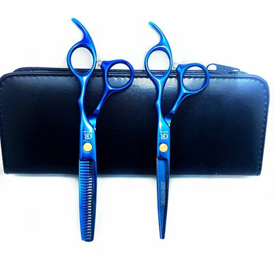 Feng Chun Professional Razor Hair Cutting Shears Blue Color Hair Scissors Hairdressing Scissors Kit Hair Straight Thinning Scissors Barber Salon/Style