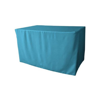 LA Linen TCpop-fit-48x30x30-TurquoiseDrkP52 1.8 lbs Polyester Poplin Fitted Tablecloth Dark Turquoise