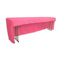 LA Linen TCpop-OB-fit-96x18x30-HotPinkP38 Open Back Polyester Poplin Fitted Tablecloth for Classroom Tables Hot Pink
