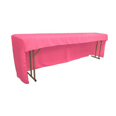 LA Linen TCpop-OB-fit-96x18x30-HotPinkP38 Open Back Polyester Poplin Fitted Tablecloth for Classroom Tables Hot Pink