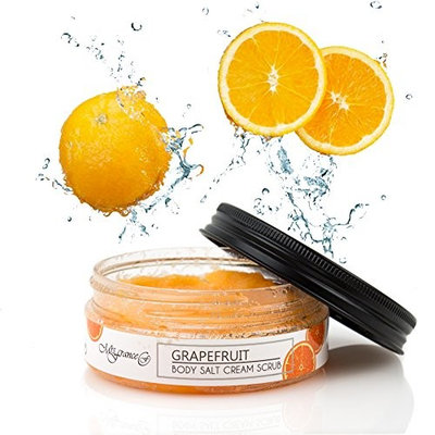 Mrs.France Grapefruit Face & Body Salt Scrub - All natural - Best Skin Exfoliator - Eczema & Acne Treatment - For All Skin Types - Made in Europe