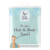 Spa Bella Microfiber Hair & Body Towel, Blue