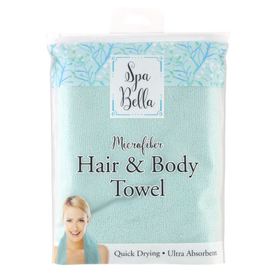 Spa Bella Microfiber Hair & Body Towel, Blue