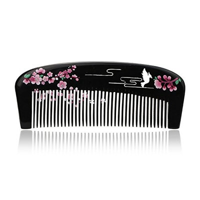 Yumary Natural Black Cattle Horn Comb Anti Static Lacquer Art Cattle Horn Comb Massage Comb Fine Tooth Comb No Handle Comb Gift Box Packaging