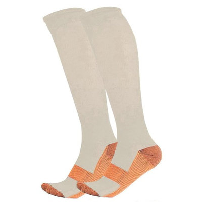 Unisex All Day Comfort Copper Compression Support Socks, Beige, S/M