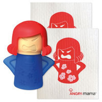 Newmetro Design Angry - Mama Microwave Cleaner And Two-Pack Of Re-Usable Wipes Set