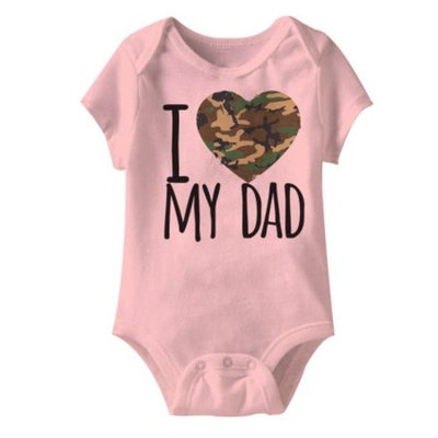 American Classics Army I Camo -Love My Dad Pink Infant Baby Snapsuit Romper