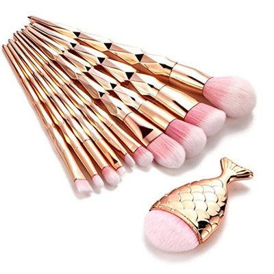 11PCS Mermaid Make Up Set Foundation Eyebrow Eyeliner Blush Cosmetic Concealer Brushes (G