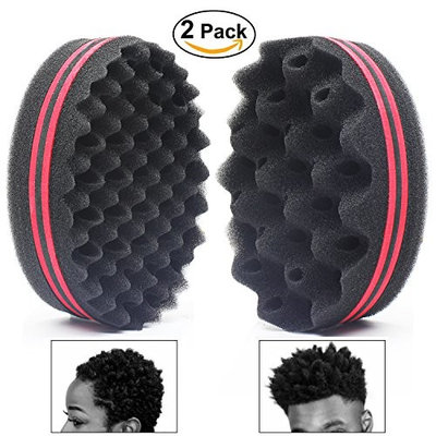 AIR TREE Wave Hair Sponge Holes Magic Barber Sponge Brush Twist Hair For Wave,Dreadlock,Coils,Afro Curl As Hair Care Tool 7 & 10 & 16 Mm Hole Diameter Suitable For Curly Hair (2PCS)