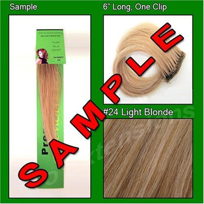 #24 Light Blonde, 6 Inch Sample of Clip on in Human Hair Extensions Set : Beauty