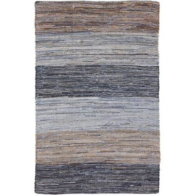 8' x 11' Simply Striped Blue, Beige, and Mocha Reversible Hand Loomed Recycled Denim Throw Rug