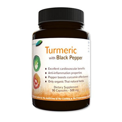 Botaniceutics Organic Turmeric and Black Pepper (Curcuma longa Piper nigrum) - 500 Mg - 90 Capsules. No additives, no fillers. A source of natural curcumin and piperine for your health.