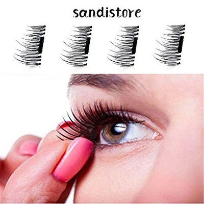 False Magnetic Eyelashes by Sandistore, 1 Pair 4 Pieces 0.5mm Ultra Thin Fake Mink Eyelashes for Natural Look | Reusable Best Fake Lashes | Cruelty Free | Perfect for Deep Set Eyes