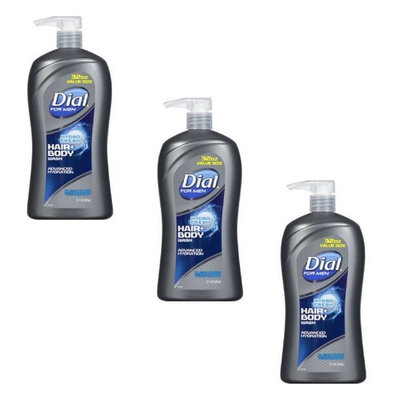 Dial for Men Hair + Body Wash with Advanced Hydration Moisturizer & Clean Rinse Technology, Hydro Fresh, 32 Ounce - Pack of 3