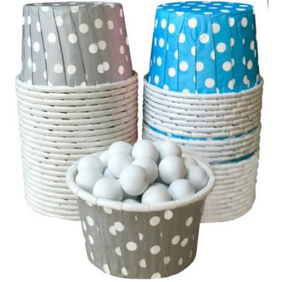 Blue and Silver Polka Dot Candy/Nut Cups Mini Muffin Cup -48