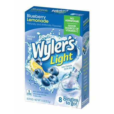 Jel Sert Wyler's Light Singles To Go! Sugar Free Drink Mix, Blueberry Lemonade, 1.1 Oz, 8 Count Box, Pack of 12