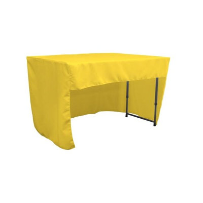 LA Linen TCpop-OB-fit-48x24x30-YellowLgtP99 1.42 lbs Open Back Polyester Poplin Fitted Tablecloth Light Yellow