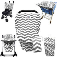 Luvit 5-in-1 Cover for Car Seats, Shopping Carts, High Chairs, Strollers and Nursing Moms in Gray & White Chevron