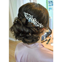 Kercisbeauty Wedding Bridal Bridesmaids Flower Girl Simple Vintage Crystal and Pearl Hair Comb Headpiece Long Curly Bun Hair Accessories,Rustic,Vintage (Rose G