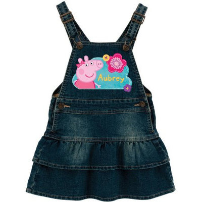 Personalized Peppa Pig Pretty Flowers Toddler Girls' Denim Dress