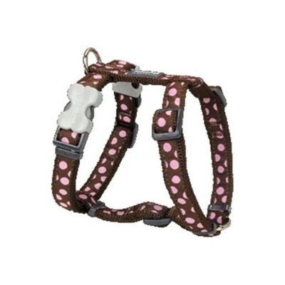 Red Dingo DH-S1-BR-ME Dog Harness Design Pink Dots on Brown Medium