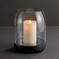 Cc Home Furnishings 11.25' Illuminating Transparent Glass Pillar Candle Holder with a Black Base