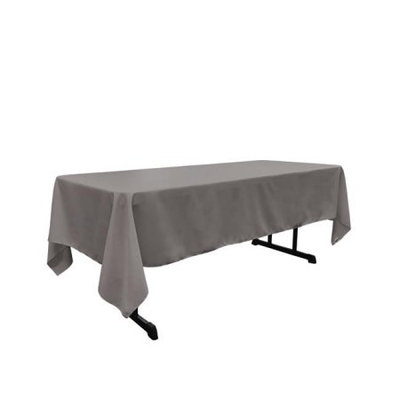 LA Linen TCpop60x102-GrayDrkP12 Polyester Poplin Rectangular Tablecloth Dark Gray - 60 x 102 in.