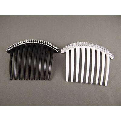 Big Huge Hair Comb set pack Black White Silver plastic side clip 4 wide