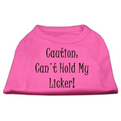 Mirage Pet Products 12-Inch Can't Hold My Licker Screen Print Shirts for Pets, Medium, Bright Pink